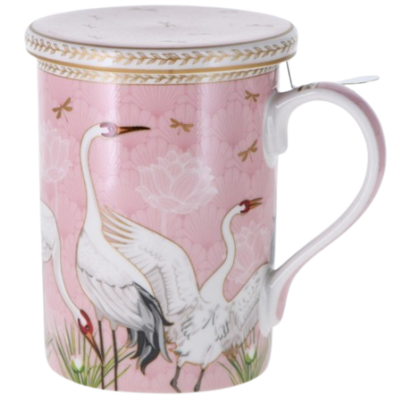 Infuseur à thé individuel rose en inox avec couvercle