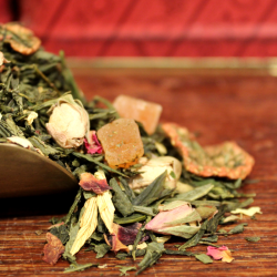 Thé Papaye, Kiwi, Vanille, Boutons de rose en Vrac -Thé vert TROUBADOUR - Compagnie Anglaise des Thés