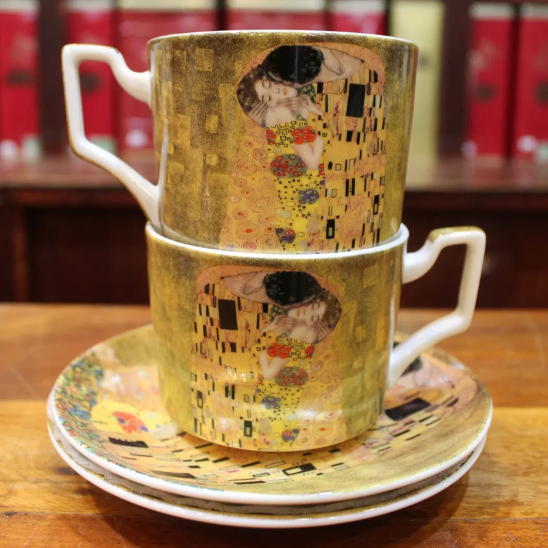 Coffret duo Mugs et Soucoupes Klimt Or - Compagnie Anglaise des Thé